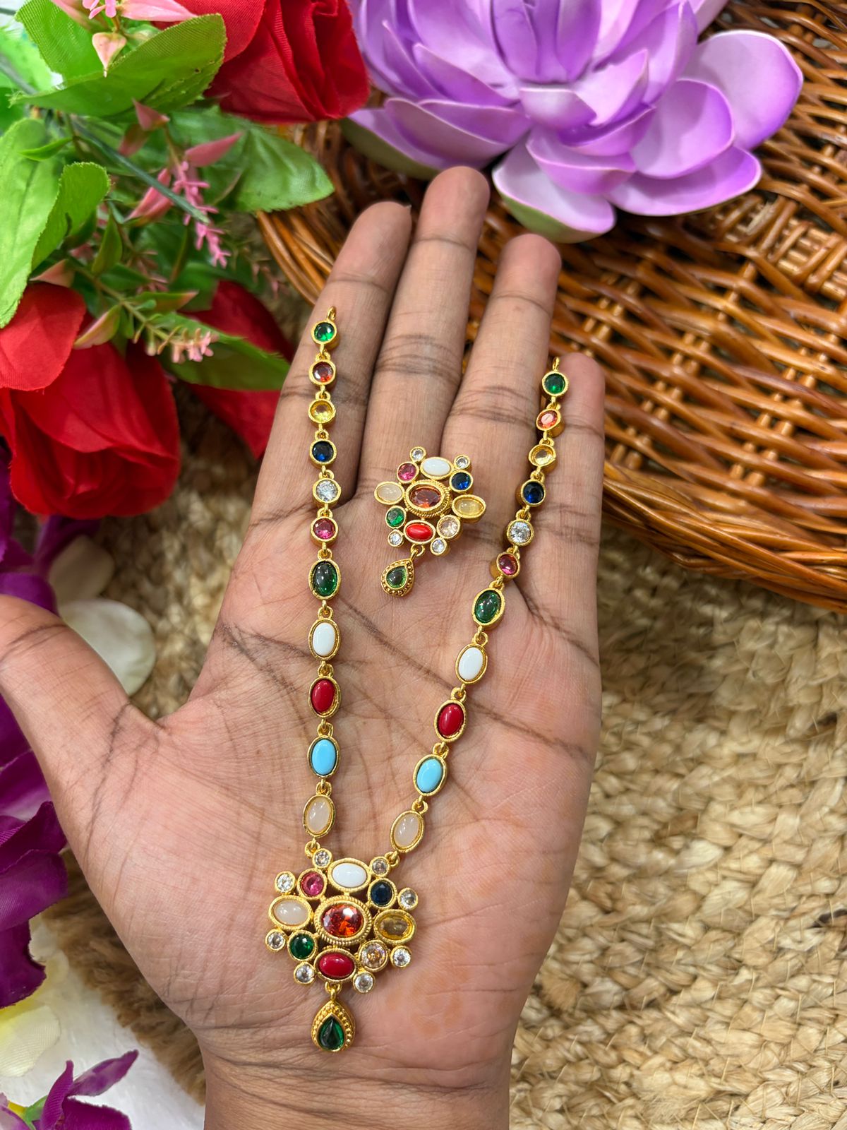 Multi colour stone necklace