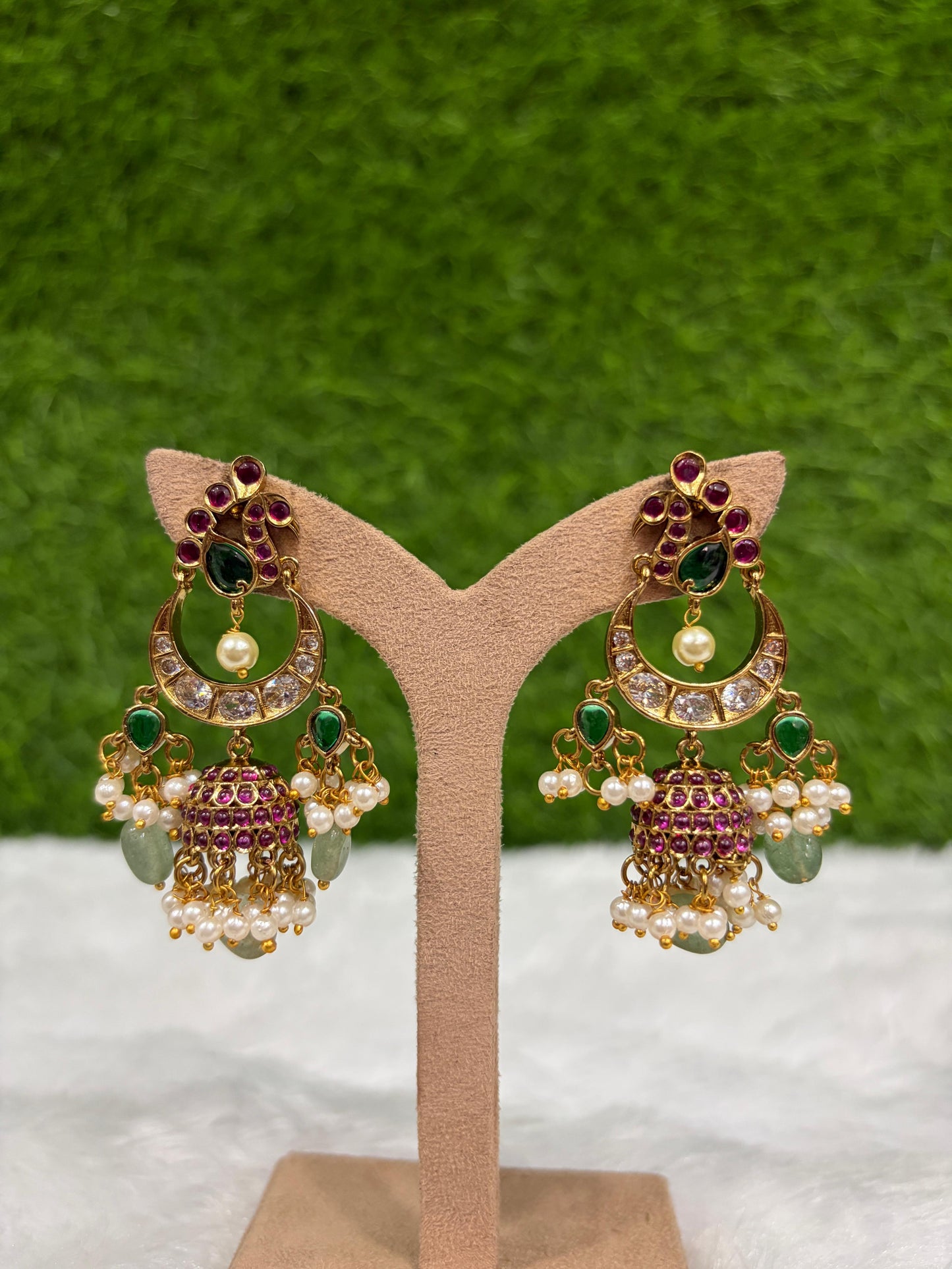 Peacock pearl hanging earrings