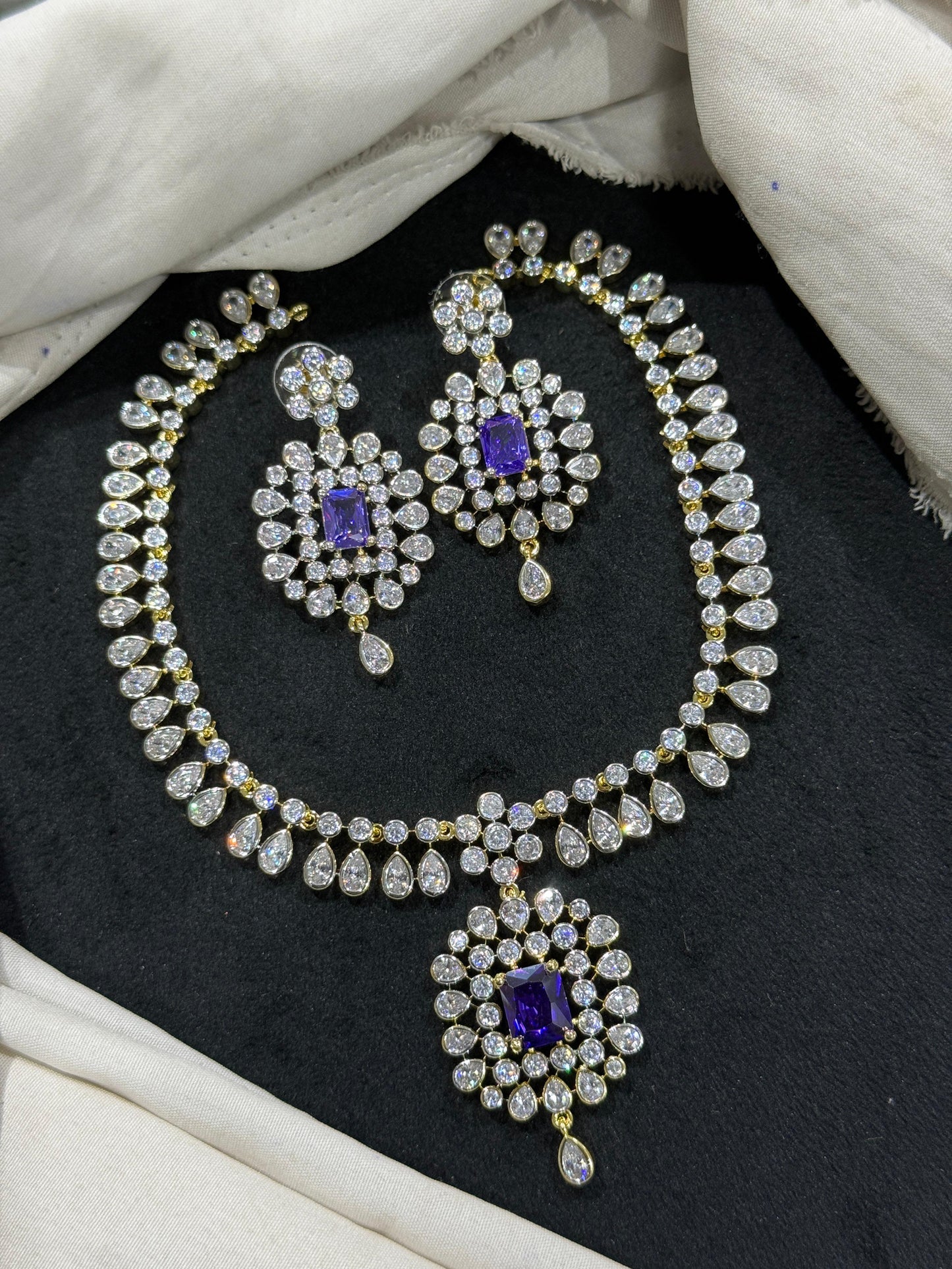 Diamond purple necklace df777
