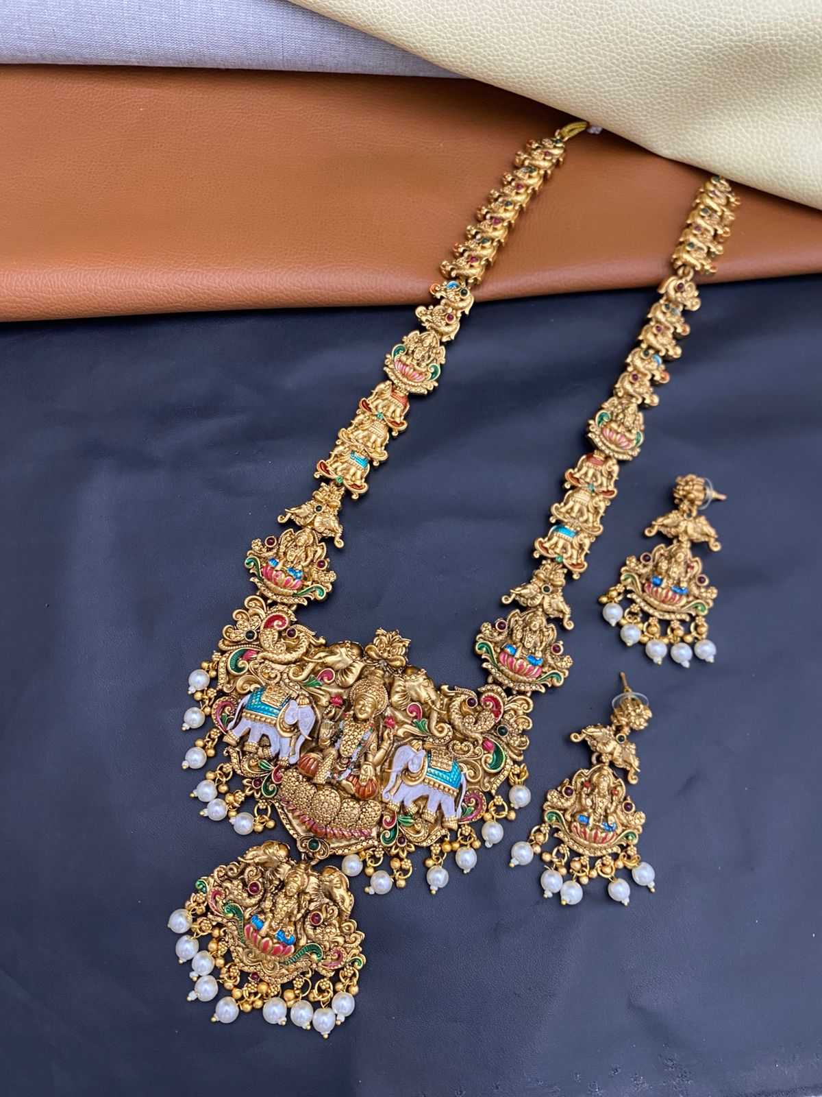Gajalakshmi haram with handpaint