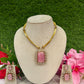 SQAURE PENDANT NECKLACE WITH EARRINGS