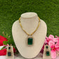 SQAURE PENDANT NECKLACE WITH EARRINGS