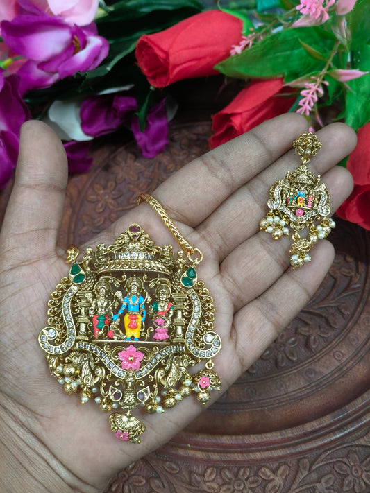 சீதா ராமர் பற்சிப்பி 3D டாலர் சங்கிலி