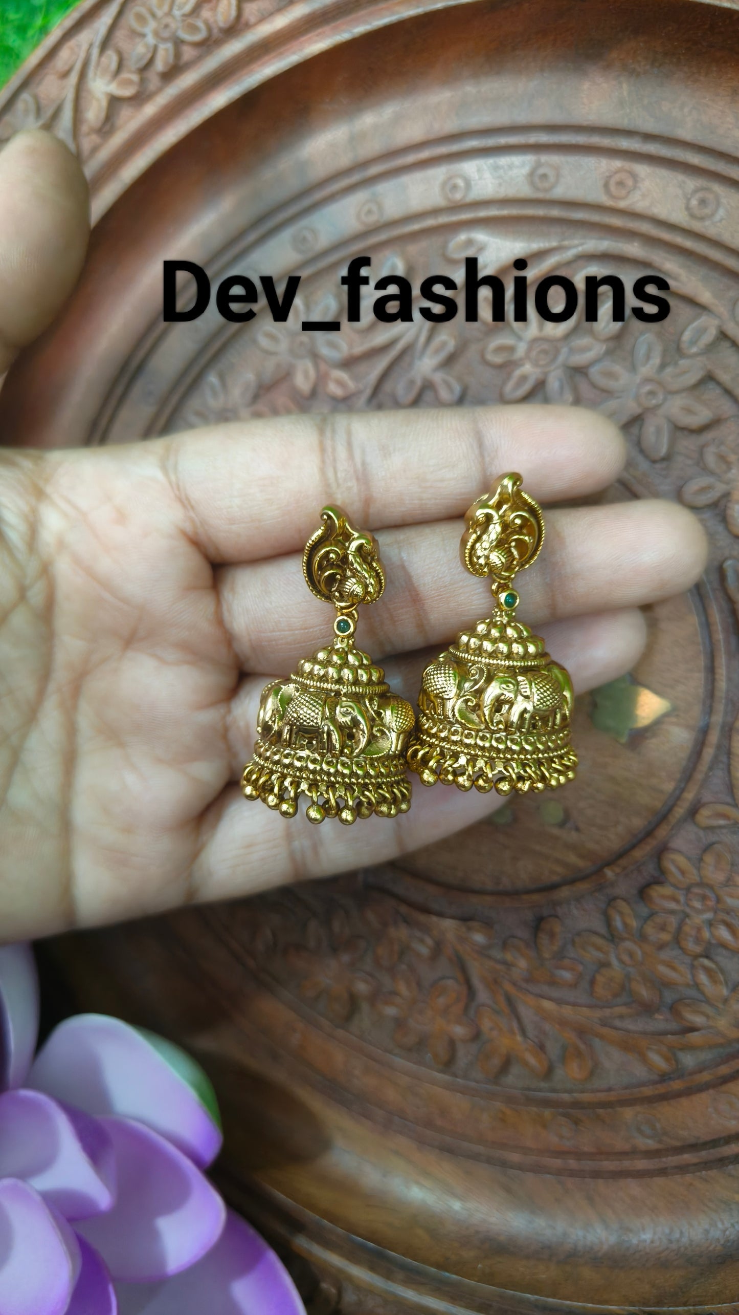 Peacock with elephant temple earrings