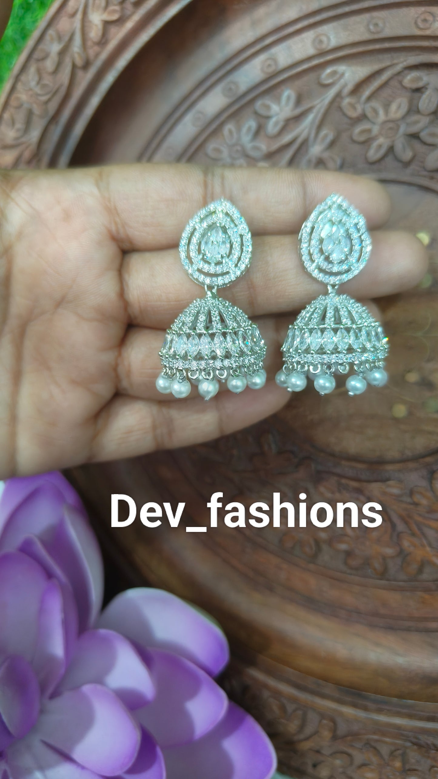 white stone jhumka