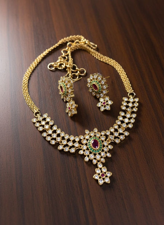 Flower hanging stone necklace