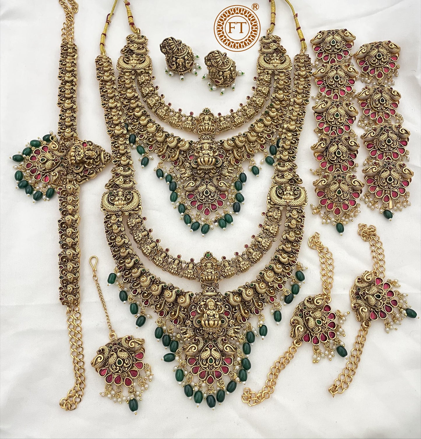2 layer green beads bridal