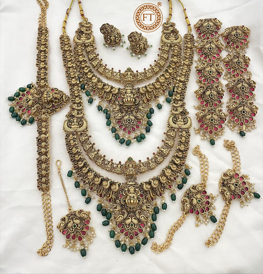 2 layer green beads bridal