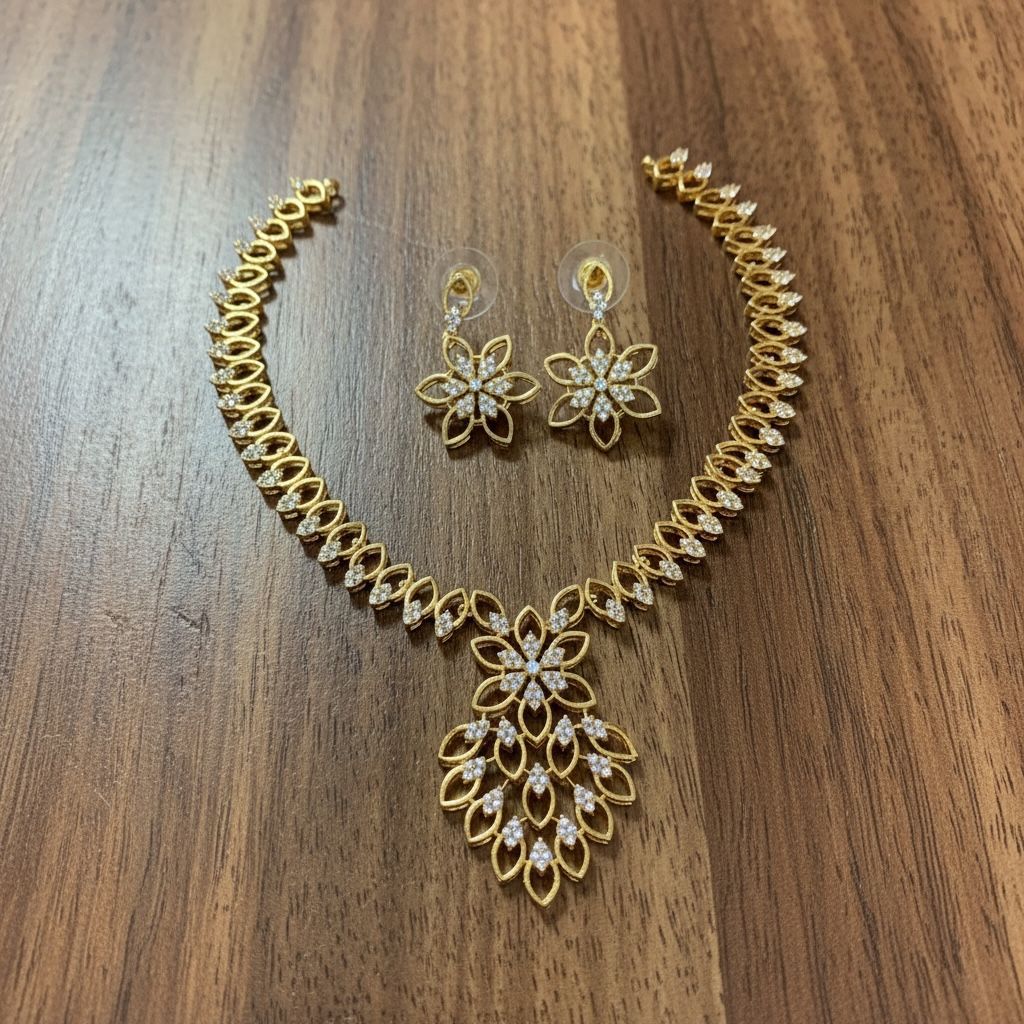 Diamond stone necklace