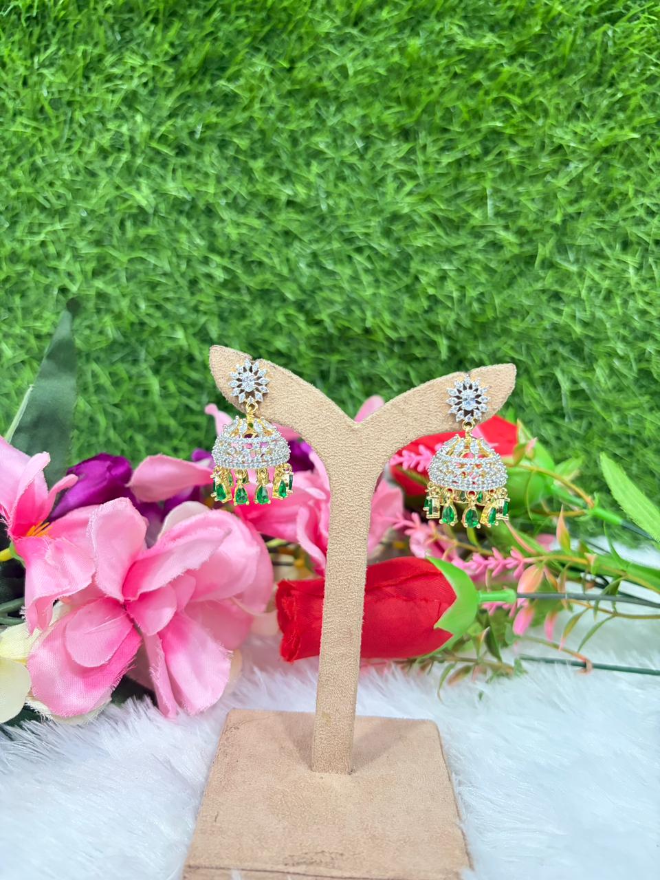 White stone earrings