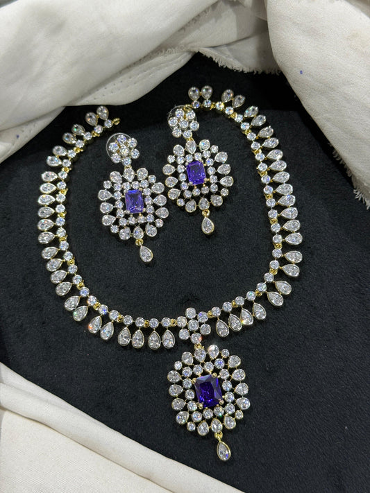 Diamond purple necklace df777