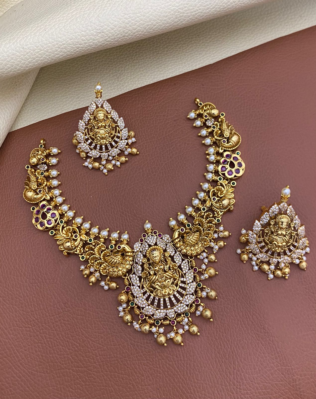 Premium lakshmi necklace fold replica