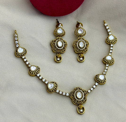 Unique and premium white kundan necklace